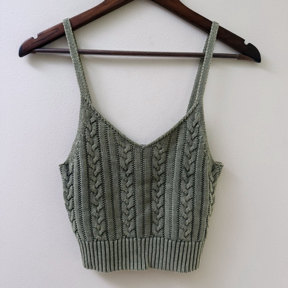 American Eagle Green Crochet Cami